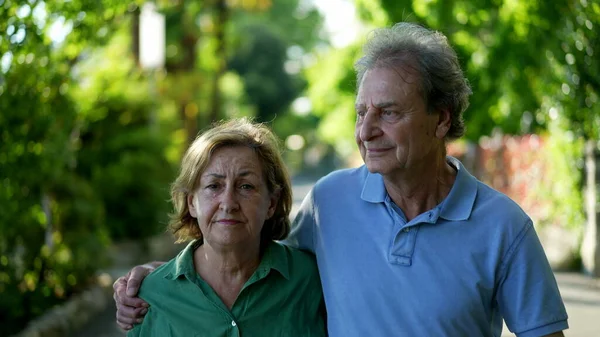 Romantic Older Couple Going Walk 60S Senior Husband Wife Together — Stock Photo, Image