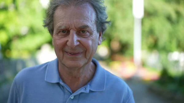 One Happy Older Man Walking Sunny Day Pensive Contemplative Senior — Stock Photo, Image