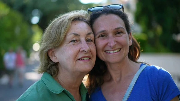 Mother Adult Daughter Portrait Looking Camera Together — Photo