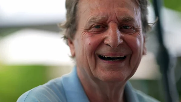 Happy Senior Man Laughing Smiling Older Person Authentic Real Life — Fotografia de Stock