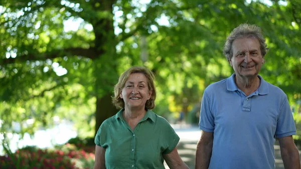 Happy Senior Couple Walking Together Afternoon Walk — Stock Photo, Image