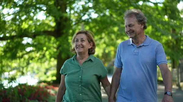 Happy Senior Couple Walking Together Afternoon Walk — Stock Photo, Image