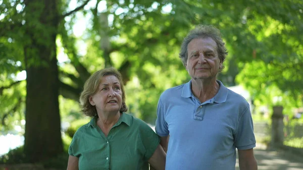 Happy Senior Couple Walking Together Afternoon Walk — Fotografia de Stock