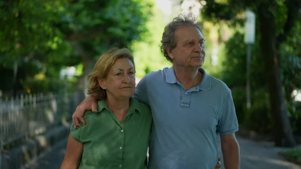 Happy Senior Couple Walking Together Afternoon Walk — Stock Photo, Image