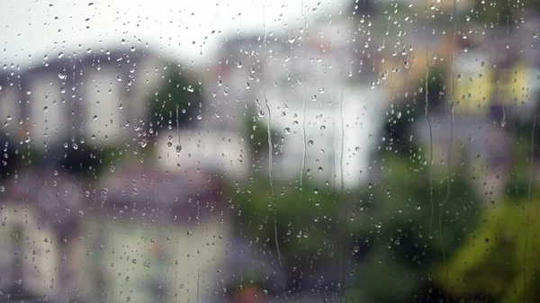 Tröpfchen Fenster Bei Regen — Stockfoto