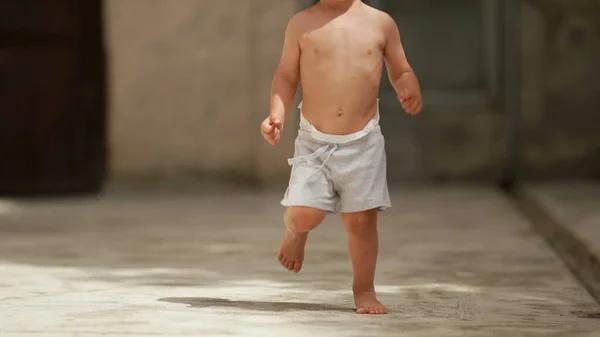 Kid Running Shirtless Active Little Boy Runner — Fotografia de Stock