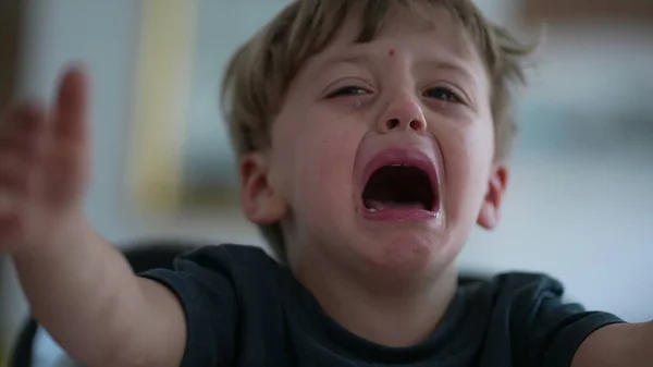 Rozrušené Dítě Pláče Jeden Malý Chlapec Pláče — Stock fotografie