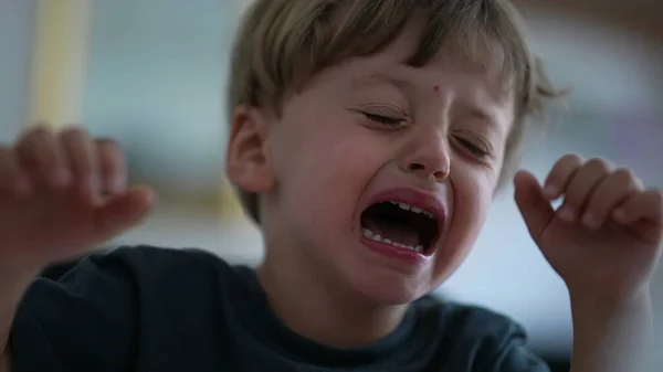 Criança Perturbada Chorando Menino Pequeno Chora — Fotografia de Stock