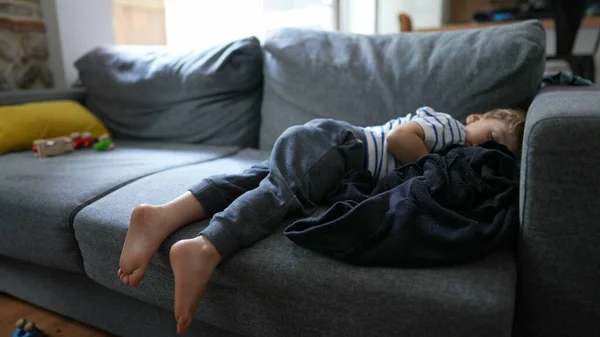 Two Year Old Toddler Sleeping Child Asleep Napping Couch — Stock Photo, Image