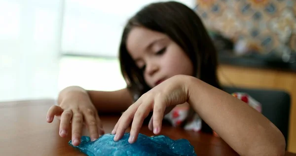 Child Hands Playing Slime Goo Little Girl Close Hand Fingers — 图库照片