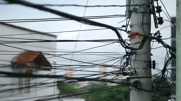 Chaotische Stromleitungen Aus Dritte Welt Land — Stockfoto