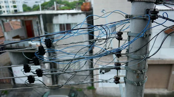 Chaotische Stromleitungen Aus Dritte Welt Land — Stockfoto