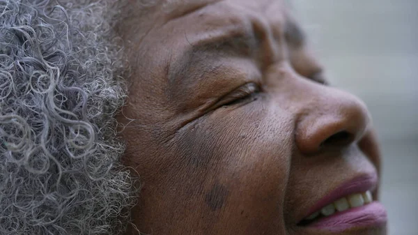 Meditative Older Woman Closing Eyes Contemplation — Stock Fotó