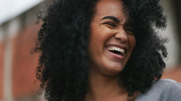 Happy Black Woman Laughing Smiling Happy African Person Real Life — Stock Fotó