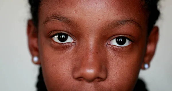 Black African Girl Closing Eyes Meditation Contemplative Mixed Race Child — Stock Fotó