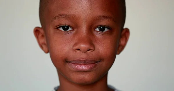 Serious African Little Boy Portrait Looking Camera — ストック写真