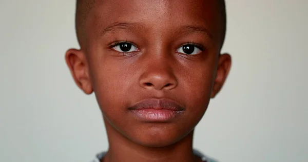 Serious African Little Boy Portrait Looking Camera — Stockfoto