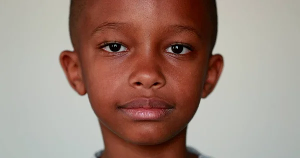 Serious African Little Boy Portrait Looking Camera — Photo