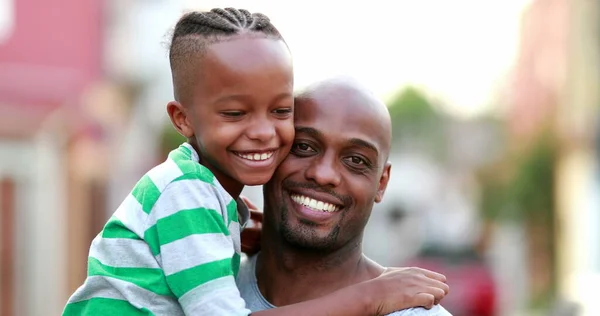 Father Tickling Child Son African Black Ethnicity Parent Kid Bonding — 스톡 사진