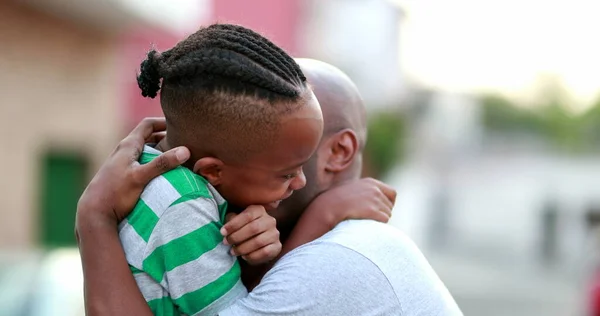 Father Son Love Care Affection African Dad Cuddling Child Son — 스톡 사진