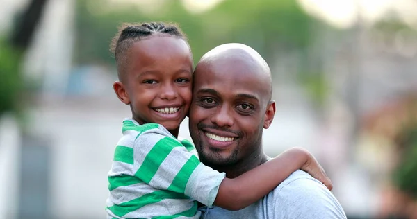 Father Son Love Affection Black African Ethnicity Dad Kid Embrace — 스톡 사진