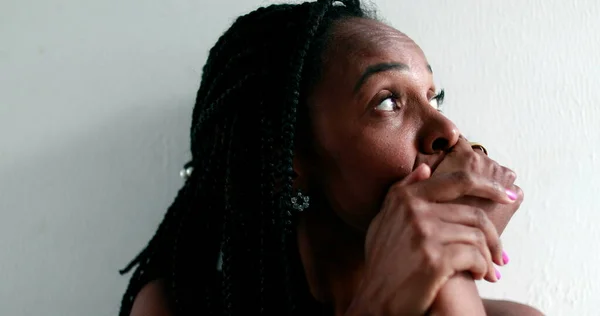 Mixed Race Woman Feeling Anxiety Worry — Stockfoto