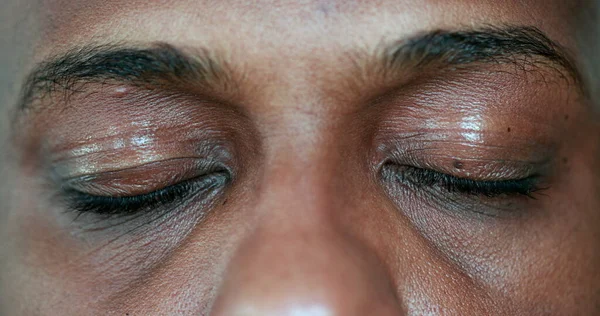 African Man Meditating Close Eyes — Foto Stock