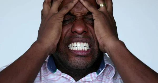 Stressed Out African Man Reaction Frustrated Black Guy Emotion — Stok fotoğraf