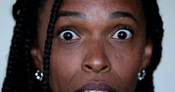 Paranoid African Woman Feeling Scared Teror Portrait Black Lady Overreaction — 스톡 사진