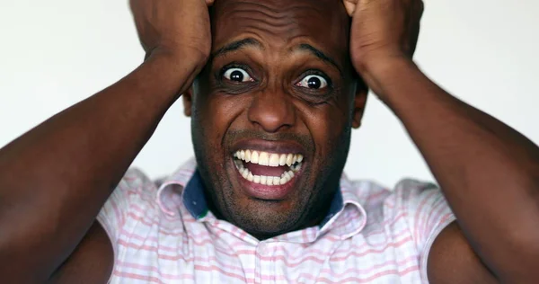 Desperate African Man Close Emotional Stress Reaction — 图库照片
