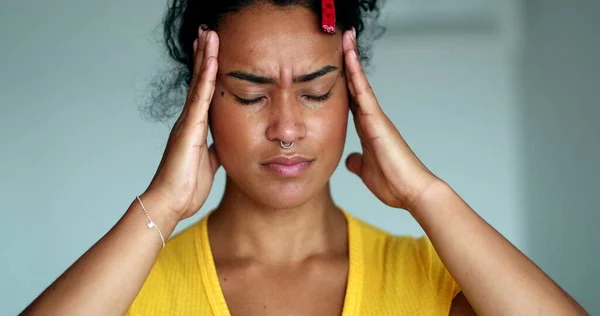 Anxious Young Black Woman Feeling Anxiety Depression — Stock Photo, Image