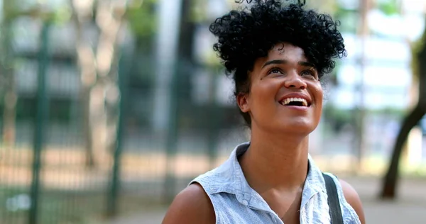 Mixed Race Young Woman Standing Smiling — Stock Fotó