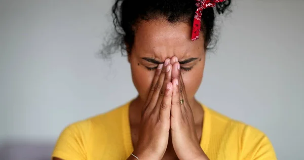Worried Black Girl Feeling Anxiety Young Mixed Race Woman Feeling — Stock Photo, Image