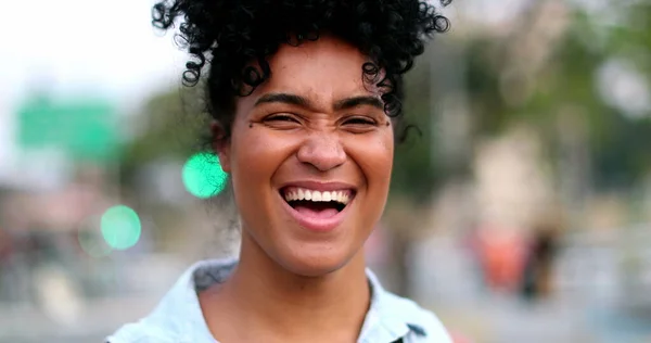 Young Ethnically Diverse Woman Smiling Laughing Portrait — Foto de Stock