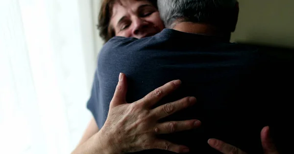 Senior Wife Hugging Husband Tender Loving Moment — ストック写真