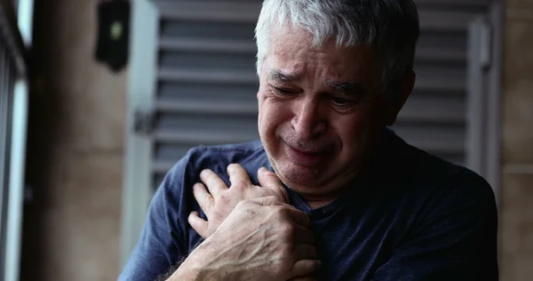 Dramatische Oudere Man Tranen Verdriet Oudere Die Huilt Wanhoop — Stockfoto