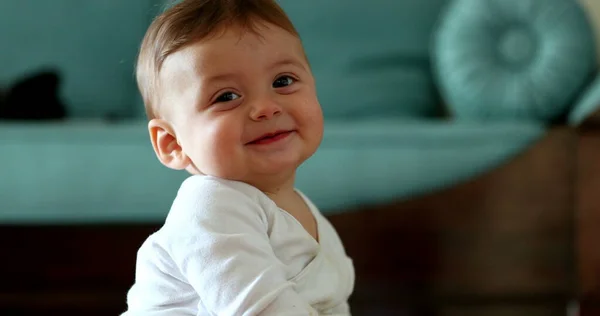 Beautiful Sweet Baby Infant Portrait Face Happy Toddler Child — ストック写真