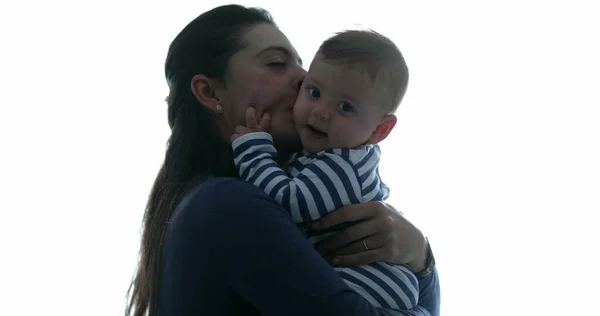 Мати Тримає Дитину Показуючи Любов Прихильність Мама Дбає Любить Немовля — стокове фото