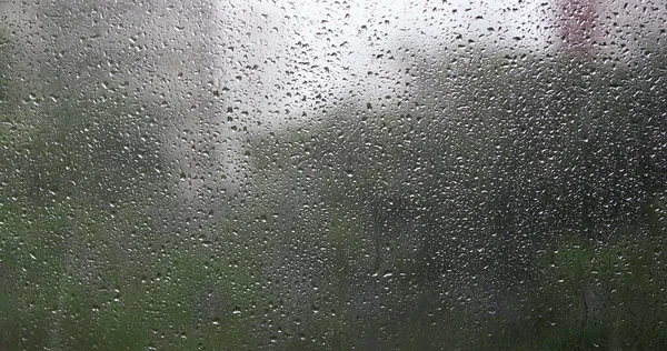 Regentropfen Fenster Bei Regentag — Stockfoto