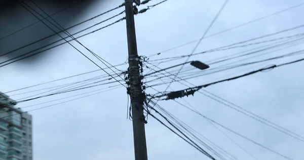 Electric Third World Cable Pole Telephone Lines — Photo