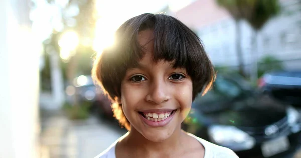 Child Boy Smiling Camera Portrait Mixed Race Kid Ethnically Diverse — Stock Photo, Image