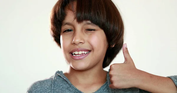 Child Giving Positive Gesture Hand Kid Thumb — Fotografia de Stock