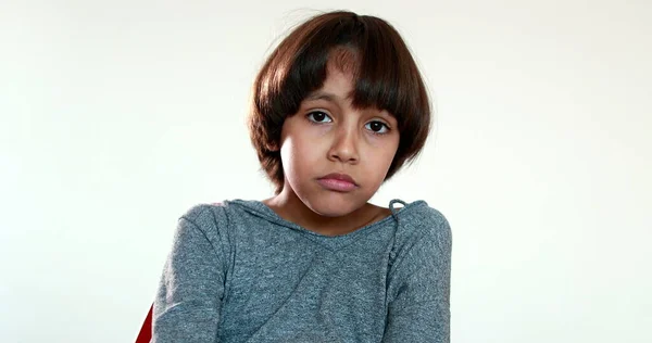 Fearful Child Shaking Head Portrait Emotional Face Kid Negation — Fotografia de Stock