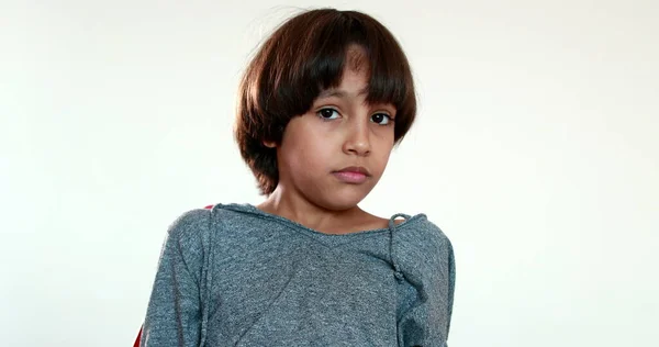 Fearful Child Shaking Head Portrait Emotional Face Kid Negation — Stockfoto