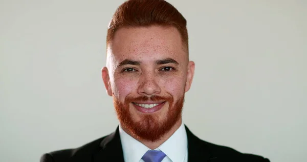 Handsome Man Feeling Relief Emotion Portrait Redhead Person Wearing Business — Stockfoto