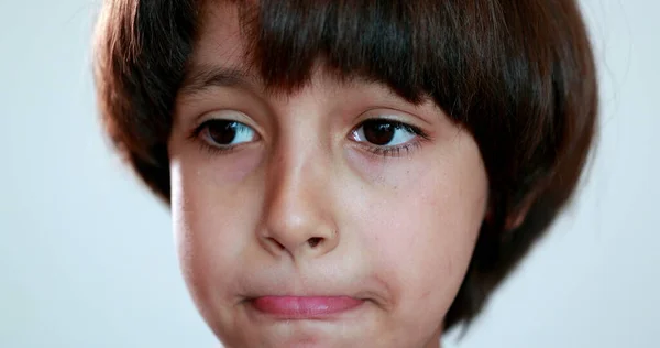 Portrait Child Boy Thinking Close Ethnically Diverse Kid Looking Solution — Fotografia de Stock