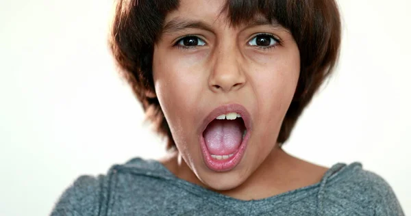 Upset Young Boy Mixed Race Crossing Arms Angry Child Arms — Fotografia de Stock