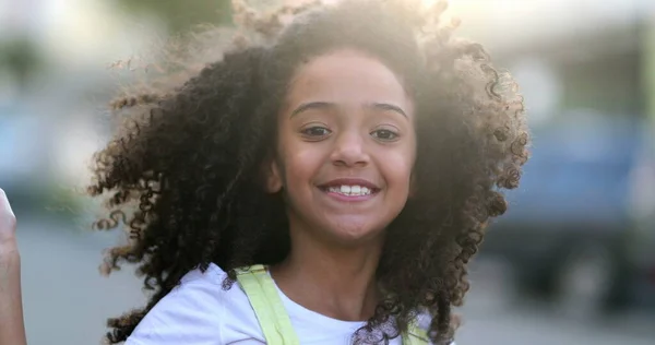 Beautiful Mixed Race Little Girl Child Smiling — Zdjęcie stockowe