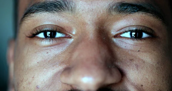 African Man Eyes Close Black Guy Macro Eye Closeup Staring — ストック写真
