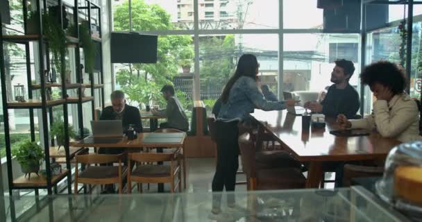 Coffee Shop Environment Customers Cafe — Wideo stockowe